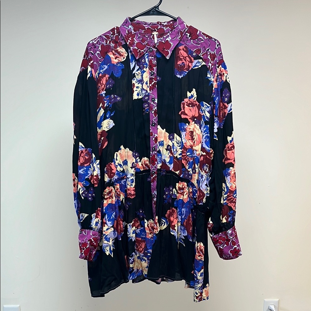 Free People Floral Button-Up Blouse
